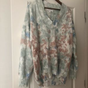 Spiritual Gangster tie dye distressed sweater